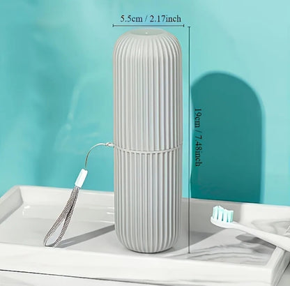 Portable toothbrush travel case, hygienic leakproof design, gray