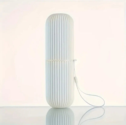 Portable toothbrush travel case, hygienic leakproof design, blue