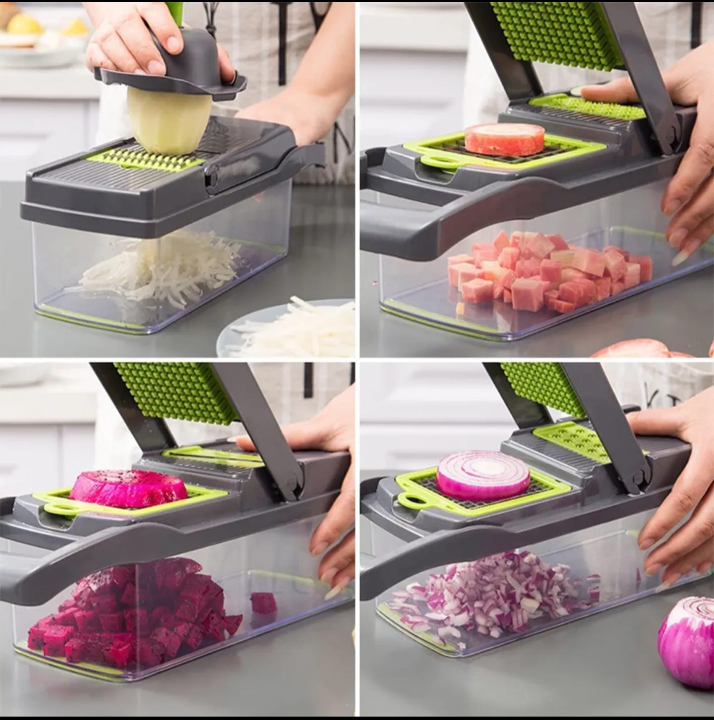 16 in 1 vegetable chopper slicing and dicing vegetables with interchangeable blades