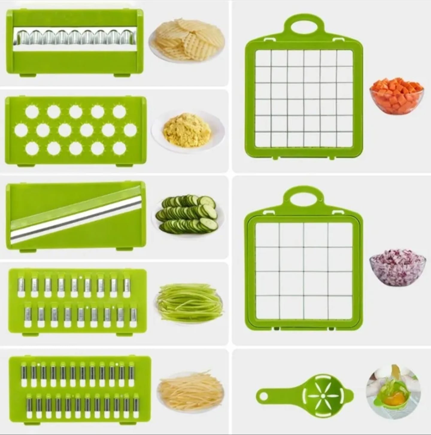 Vegetable chopper attachments and interchangeable blades