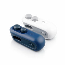 Portable USB bag sealer with cutter in blue and white, shown on a white background