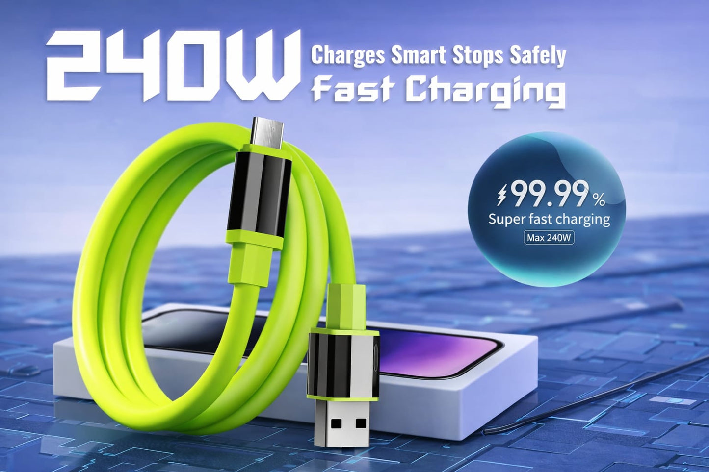 USB-A to Type-C Fast Charging Cable | Soft Silicone, Durable Design