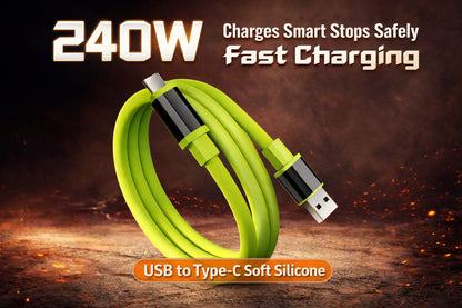 USB-A to Type-C Fast Charging Cable | Soft Silicone, Durable Design