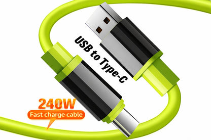 USB-A to Type-C charging cable showing close-up of connectors on a light background