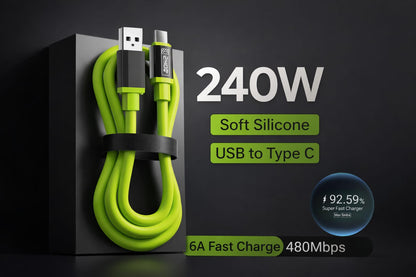 USB-A to Type-C Fast Charging Cable | Soft Silicone, Durable Design