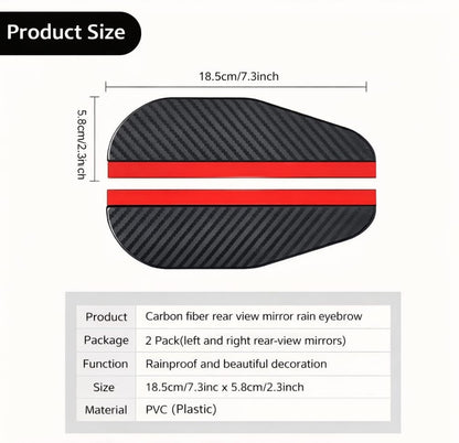 Car Side Mirror Rain Visor | Waterproof Carbon Style Guard – Pair