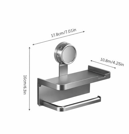 Luxury Wall-Mounted Toilet Paper Holder with Storage Shelf | No Drill Bathroom Accessory